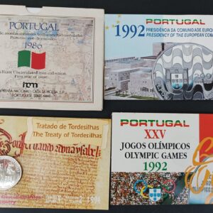 Moedas de Portugal 1986,1992. Tratado das Tordesilhas 1994. Jogos Olímpicos 1992