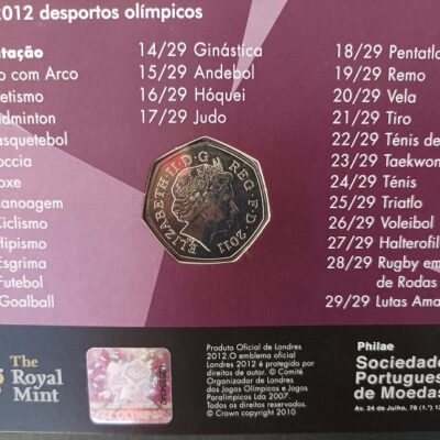 2012 – Moeda 50 pence dos Jogos Olímpicos de Londres – Natação