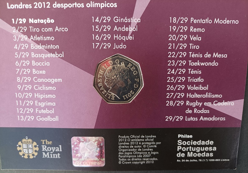 2012 - Moeda 50 pence dos Jogos Olímpicos de Londres - Natação - Image 2