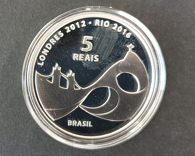 2012 – Moeda 5 reais da Entrega da Bandeira Olímpica