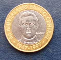 Moeda de 5 Pesos da República Dominicana.
