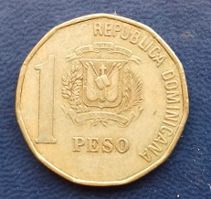 Moeda de 1 Peso da República Dominicana.