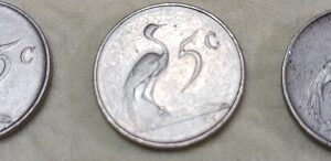 Moedas de 5c Africa do Sul