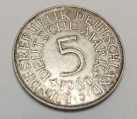 Moeda de 5 marcos 1960 - Alemanha