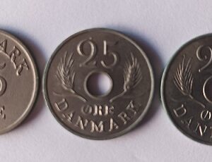 Moedas de 25 ore Dinamarca.