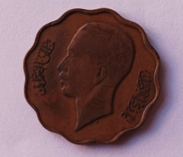 Moeda 10 fils de 1938 do Iraque