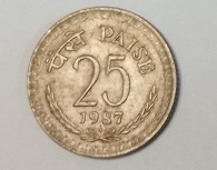 Moeda  25 Paise 1987 India