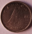 Moeda 10 Cents 1953 do Canadá