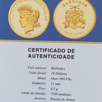 Moedas de ouro modernas (2021-2022) moeda ouro 10 dólares Barbados- Brasão de armas - Image 4