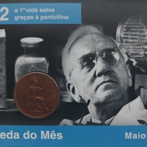 2022- A moeda do mês - Maio 2022 - 1ª vida salva graças à penicilina - Moeda one penny 1940