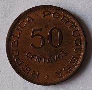 Moeda de 50 centavos 1973 Moçambique