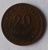 Moeda 20 centavos Moçambique 1950