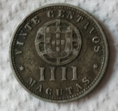 Moeda 20 centavos Angola 1927 – IIII Macutas