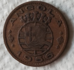 Moeda 1$00 Angola de 1956