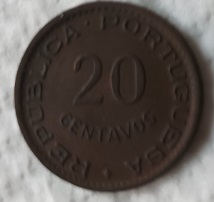 Moeda de 20 centavos 1948 Angola
