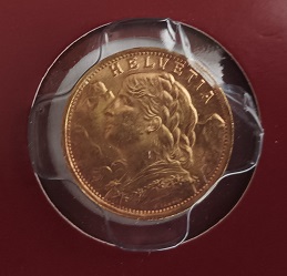 Moeda ouro 20 francos suíços de 1935